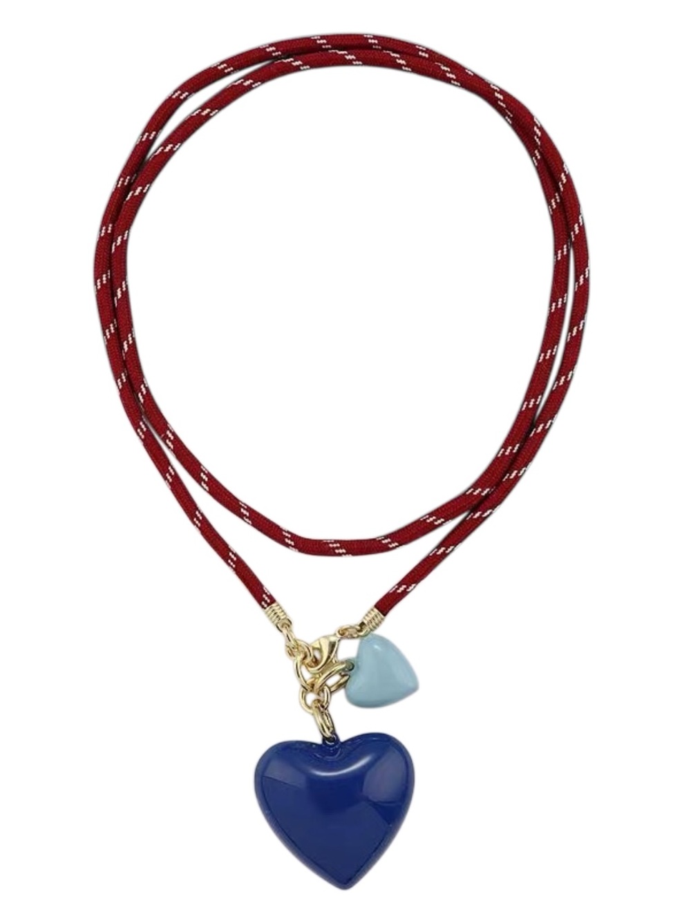 ROXANNE ASSOULIN Red long cord necklace with Navy and small sky Blue hearts - Picture 2 of 6